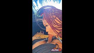 Hot Ebony Babe Gives Uber Driver Some Sloppy Head At The Car wash Before Taking Her To Her Destination
