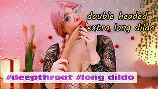 Sexy librarian sloppy throat training