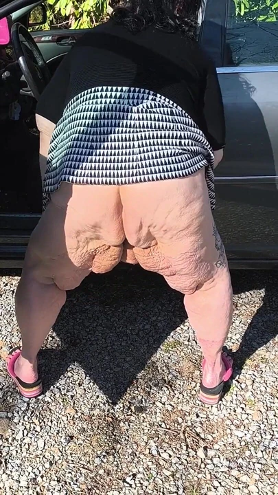 Pissing Whore in the Woods in the Car Door Wide Open Getting Caught She's a Hoping