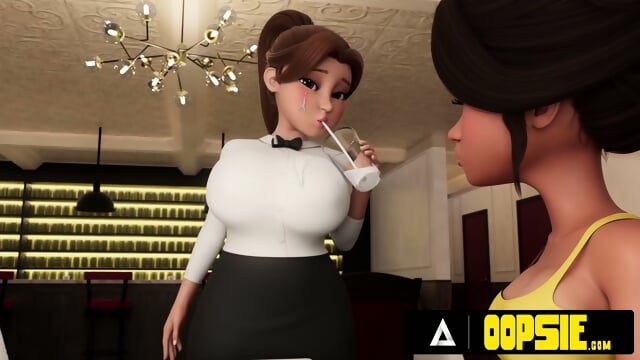 OOPSIE - Waitress Gets Mouth And Ass Filled With Cum During Service! 3D CARTOON PORN! - Hentai Cheeks