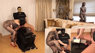 4 Minutes of Pain: Milking Machine on the Cock Head Post-Orgasm Drives this Slave to the Limit
