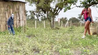 POV - Sex in the countryside with a busty MILF stepmother