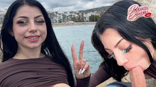 Amateur sex in the beach with Hot Brunette Latina, we were nearly CAUGHT! - Roma Amor