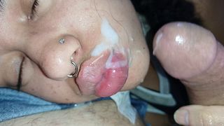 wStepdad cums on stepdaughter's face; she can't handle the intensity🍌👇💦🥛🥛🥛🥰😋🍌🥛