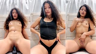 Beautiful Princess Rides Big Black Dildo