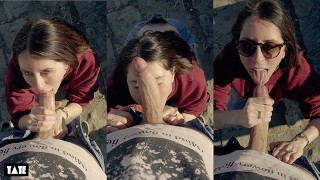 public blowjob with a cute girl outdoor