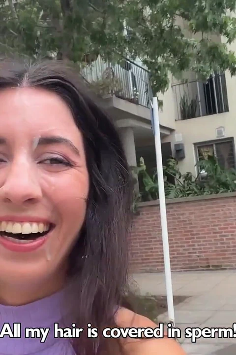 Slutty Neighbors Ask for Cum on Their Cute Faces for Public Cumwalk
