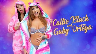 FamilyStrokes - Big Assed Busty Babes Callie Black And Gaby Ortega Bounce On A Big Cock