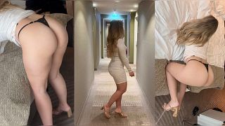 German bridesmaid sneaks away from wedding to hotel room for a hot moaning fuck