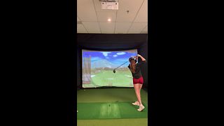 Using my lush at the Golf Simulator!! I think it affected my swing 😂