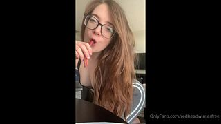 Naughty Little Redhead Slut Tempts and Teases as She Pretends Her Candy is Your Throbbing Cock Completely Devouring It