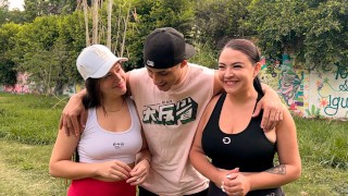 Stranger offers money to girlfriends in a public park to fuck their tight pussies