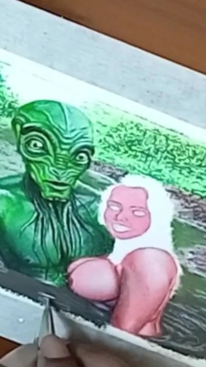 Erotic Art Or Drawing Of Sexy Indian Desi Bhabhi in Love With an Extraterrestrial Alien | Clip 1