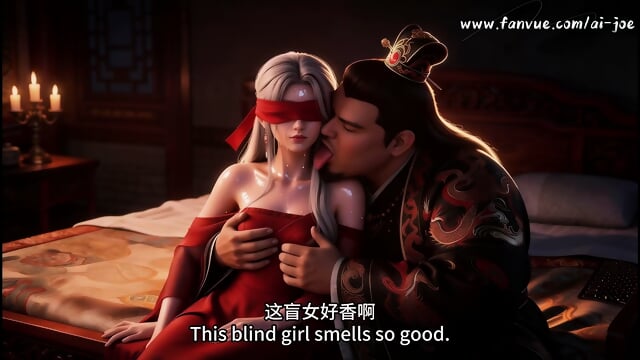 Cuckold Husband Watches Fat Bull Fuck His Blindfolded Red Concubine AI-generated
