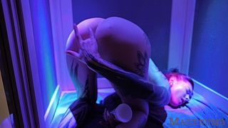 Tattooed Sweaty girl masterbating solo in sauna meditation