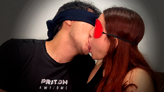 Stepsister kisses her stepbrother deeply with a tongue wet with saliva