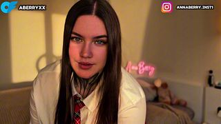 4K Cute student masturbates alone and talks dirty JOI - Anna Berry