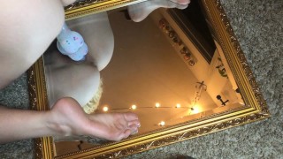 Cara May Rides Big Dildo on Mirror Intense Orgasm