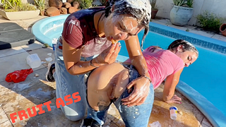 Poolside Messy Girls: Wet Jeans, Cream & Dirty Teasing — Part 1