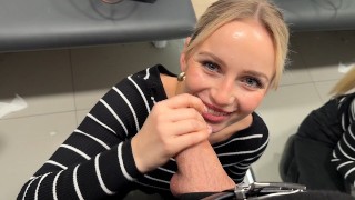 It's A Match! Tinder Date Gets Blowjob In Dressing Room - baebaezoe