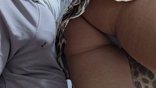 Stranger's Pants got wet with precum on subway! She let him slide his DICK inside her panties under her skirt and CUM Hard