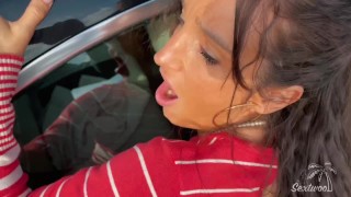 Little slut on show gets fucked on the side of the road - Facial - amateur SEXTWOO