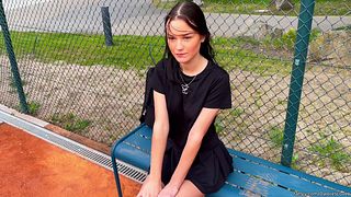 Horny stranger from the tennis court wants me to fuck her without a condom and finish in her mouth