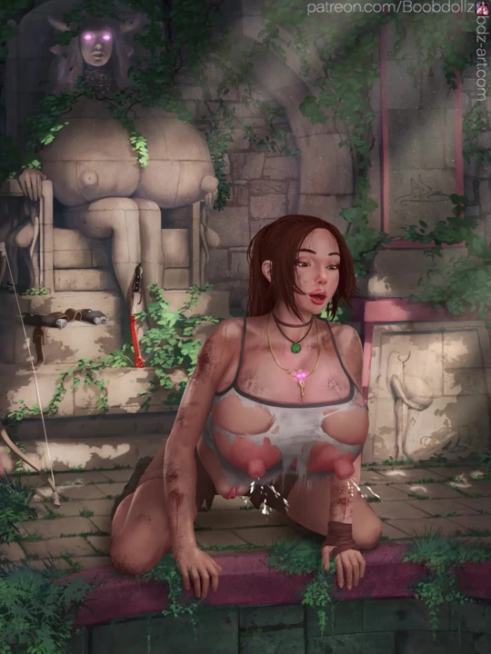 Lara Croft breast expansion squirt