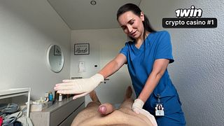 Hot Masseuse Puts On Latex Gloves For A Messy Happy Ending Cumshot