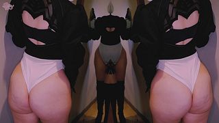 2B from Nier Automata Cosplay - Big ass getting fucked doggy style, blowjob and creampie