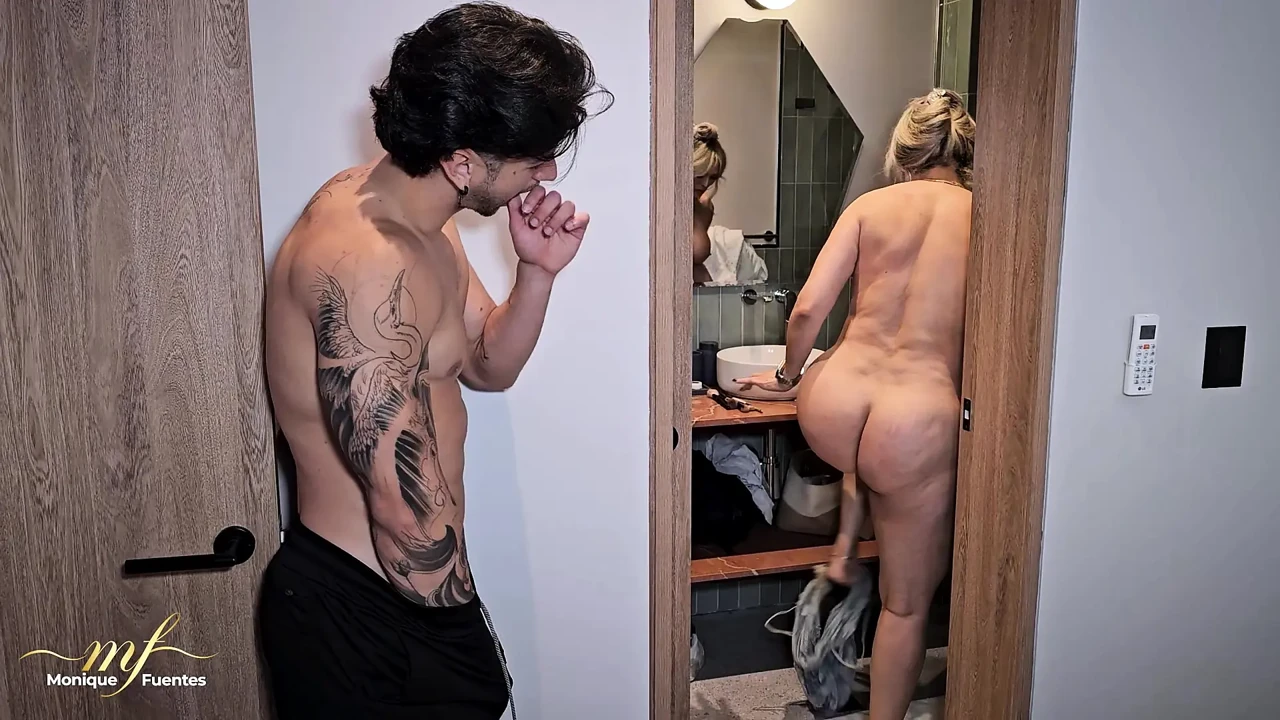 I arrive soaked from the rain but my stepson makes me  even wetter with his cum - Monique Fuentes & Zack Whiter