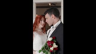 A Naughty Redheaded bride filmed a Homemade Porn video with her Husband right after the Wedding