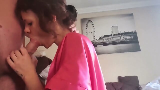 Curly-Haired Brunette MILF A Blowjob And Handjob