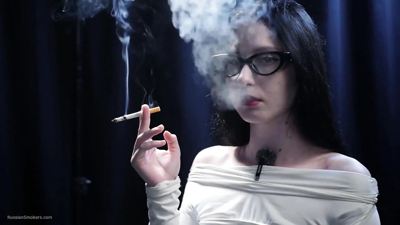 Smoking Seduction - Intriguing Lady in White. 2 Reds in a Row