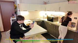 STEPMOM IN LEGGINGS CATCHES HER STEPSON'S FRIEND SECRETLY TAKING PICTURES OF HER IN THE KITCHEN