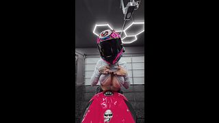 BIG BOOB MILF ON HER MOTORCYCLE