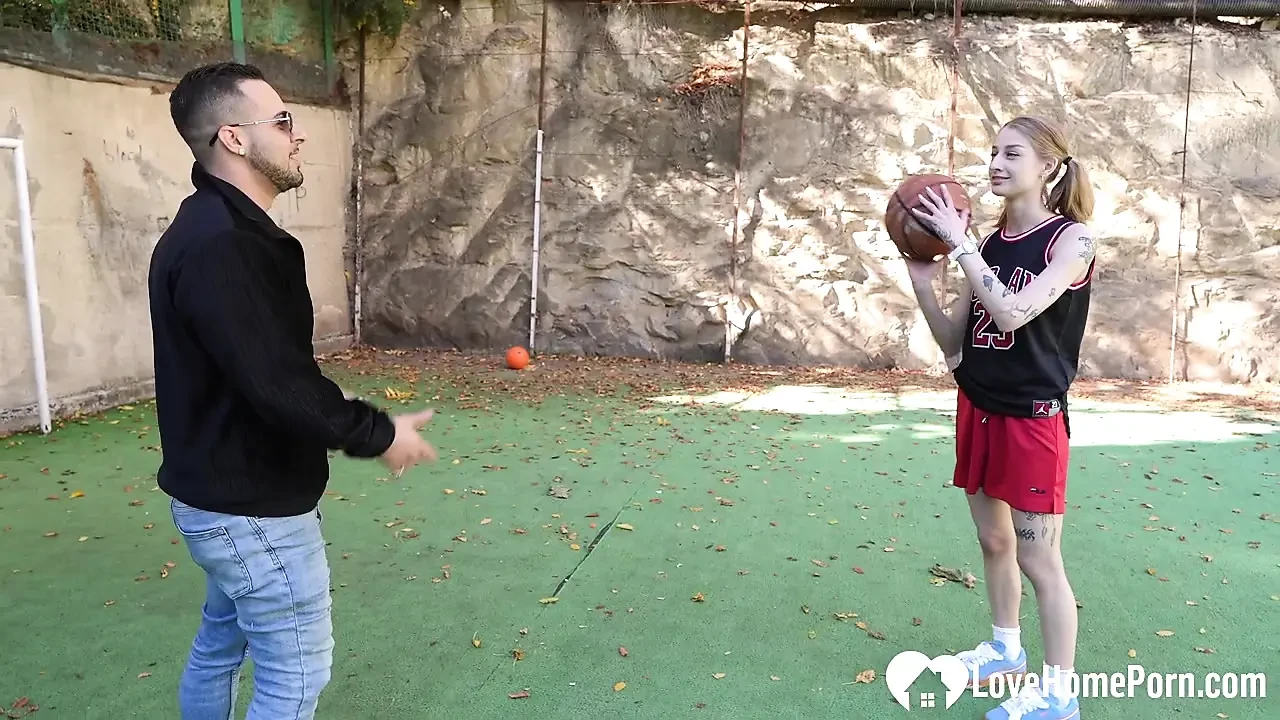 Basketball girl slobbers over my big cock