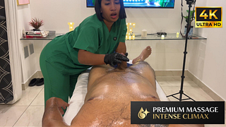 Lucky fan with small dick receives amateur massage with happy ending