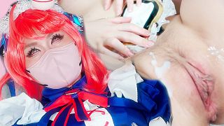 Fox Maid Cosplay Girl Squirting Lots Juice by Toy and Finger
