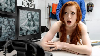 Barely Legal Shoplifter's Mouth Destroyed by Police Officer's Enormous Cock!