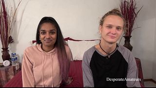 Desperate Amateurs petite redhead Pepper Hart and teen Kiki Sweet get their tight pussies pounded by big white cocks