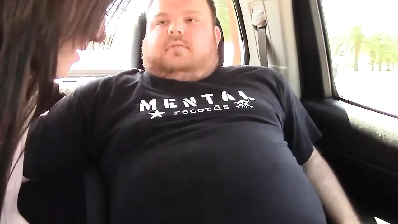 Hot brunette fucked by a fat guy