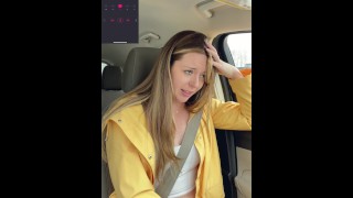 Thankful for my raincoat cuz my pussy is POURING! Rainy day Starbucks Drive Thru with my LUSH!!