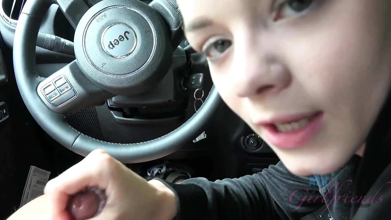 POV Elsa Jean Car Blowjob & Handjob! Blonde sucks, rides hard then jerks massive cumshot
