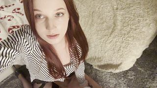 Lady Mononoke test her corporate slave throat with huge strapon