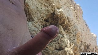 Risky Public Beach Jerk Off – I Strip Naked and Stroke My Cock by the Sea Hoping Someone Sees Me